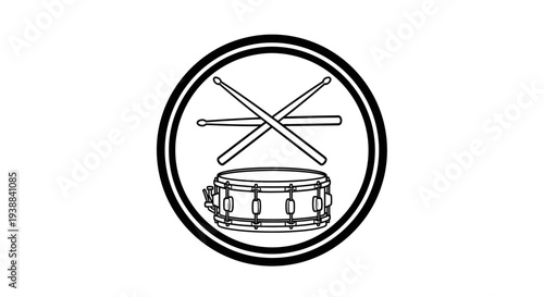 Drum and Drumsticks Icon Illustration.