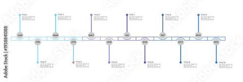 Circle timeline infographic presentation template 12 options. 12 month or 1 year infographic template