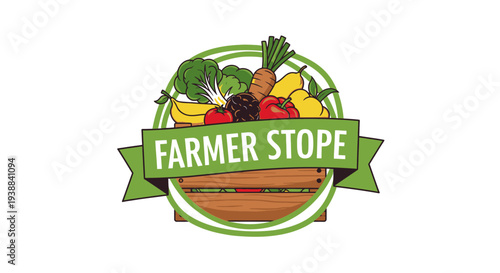 Farmer Stope Logo with Fresh Produce.