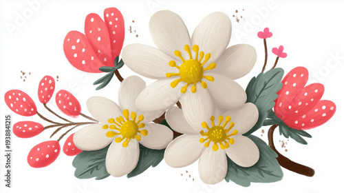 bouquet of white flowers on white background 