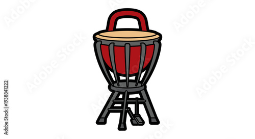 Red Djembe Drum on Stand.