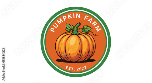 Pumpkin Farm Logo with Orange Pumpkin.