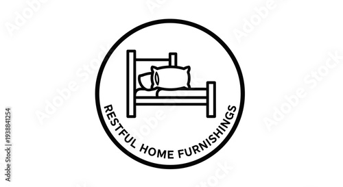 Simple Line Drawing of a Bed.