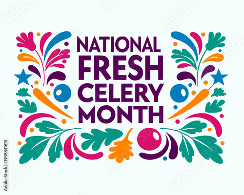 Healthy Celery Vector Illustration, National Fresh Celery Month Food Concept