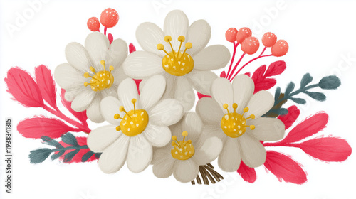bouquet of white flowers on white background 