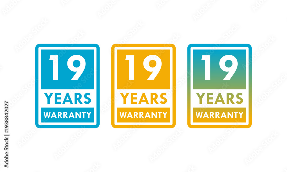 Fototapeta premium 19 years and lifetime warranty label template illustration