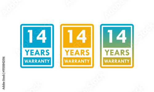 14 years and lifetime warranty label template illustration