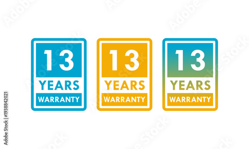 13 years and lifetime warranty label template illustration