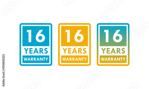 16 years and lifetime warranty label template illustration