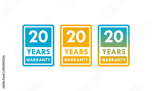 20 years and lifetime warranty label template illustration