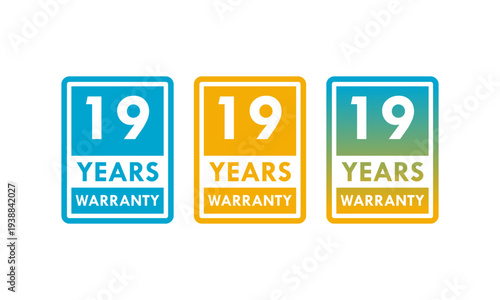 19 years and lifetime warranty label template illustration