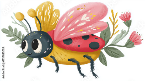ladybug on white background