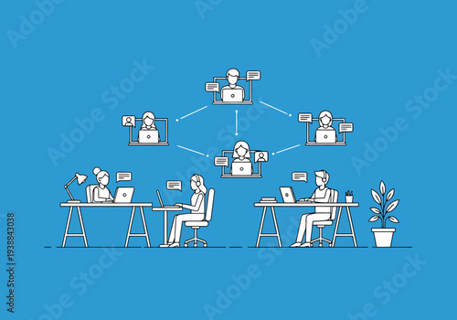 Diverse Team Collaborating Remotely Online Through Digital Network Connections For Business Growth And Communication Strategies