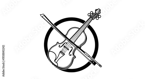 Black and White Violin Illustration Design.