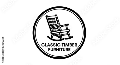 Black and White Rocking Chair Illustration.
