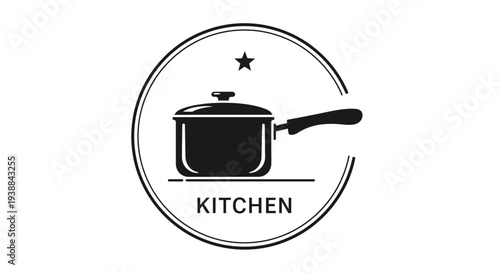 Black Kitchen Pot Logo Design Element.