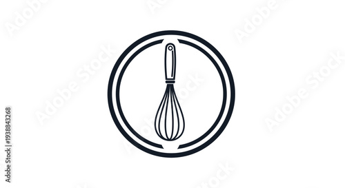 Black Whisk Icon in Circle.
