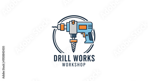 Drill and Drill Bit Logo Design.