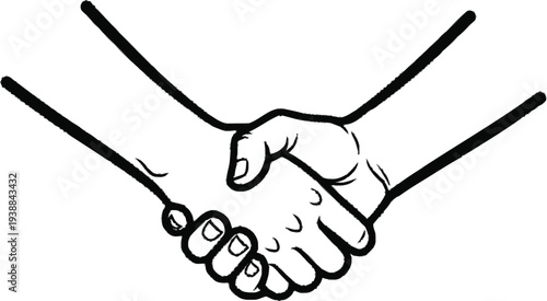 Two hands shaking in sketch style, representing a partnership, agreement, or greeting between individuals