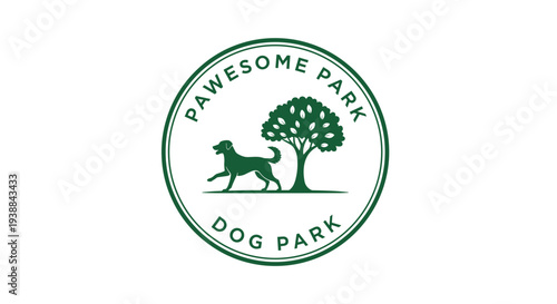 Dog Park Logo with Tree and Dog.