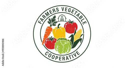 Farmers Vegetable Cooperative Logo with Vegetables.