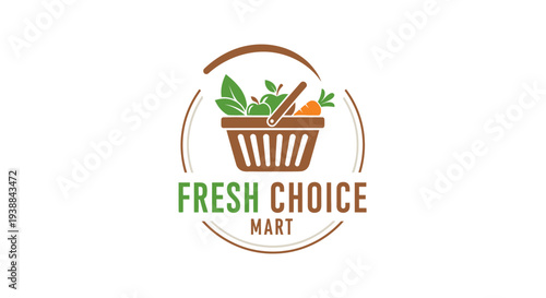 Fresh Choice Mart Grocery Shopping Basket Logo.