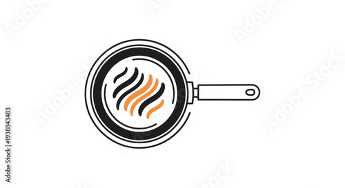 Frying Pan with Flames Inside Illustration.