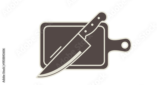 Kitchen Knife on Chopping Board Illustration.