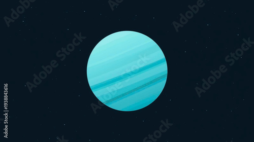 Illustration of a planet with stripes viewed from space in a dark environment
