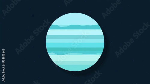 A circular graphic design featuring layered blue stripes on a dark background, viewed directly from the front, resembling a minimalist art piece.