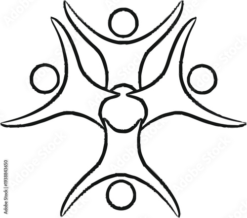 Connected people icon representing social network, community, teamwork, and human interaction