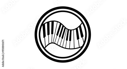 Piano Keys Inside Circle Logo Design.