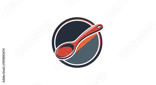Red Spoon Iconic Logo Design Element.
