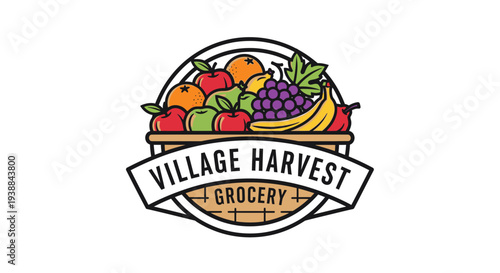 Village Harvest Grocery Logo with Fresh Produce.