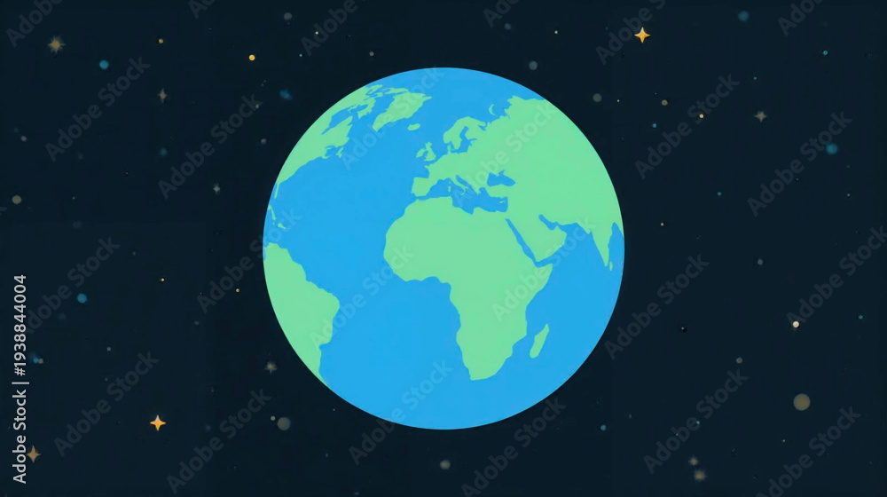 Fototapeta premium Vector illustration of planet Earth in outer space with stars and galaxies visible in the background