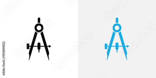 Black and blue compass geometric tool drafting tool