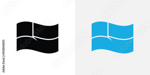 Black and blue wavy flag black flag blue flag symbol