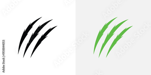 Black and green curved claw marks curved lines abstract symbol