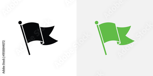 Black and green on white background flags symbol symbols