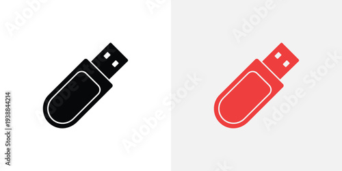 Black and red usb flash drive white background