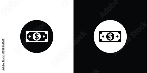 Black and white bill on split background dollar bill