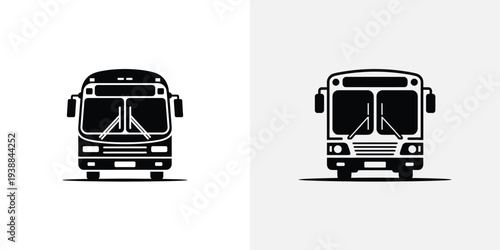 Black and white bus front views vehicle transportation