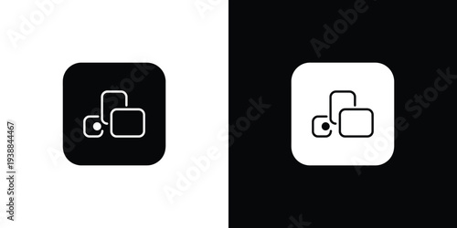 Black and white of linked squares symbols connection