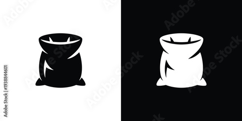 Black and white trash bags on split background garbage bags