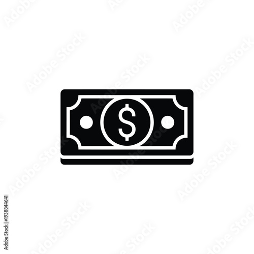 Black bill with white outline dollar bill money cash