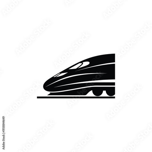 Black bullet train on track high-speed train transportation