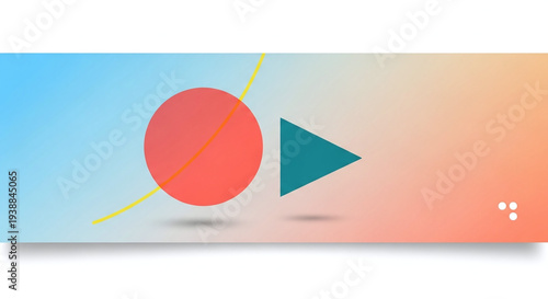 Minimalist Geometric Design with a Red Circle, Teal Triangle, and Gradient Background