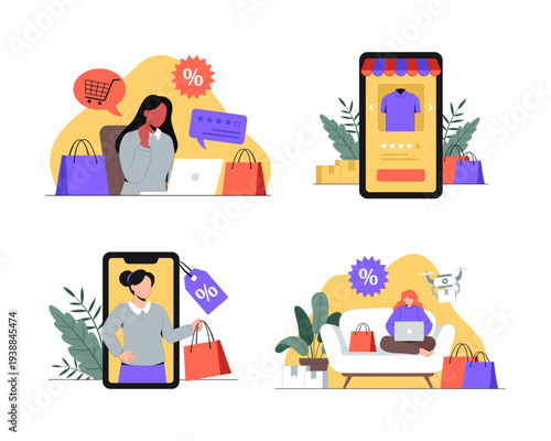 Digital Online Shopping Experience Illustration