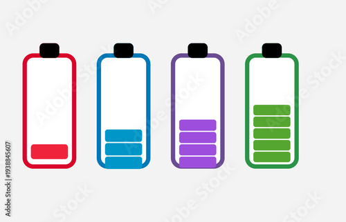 Full Battery, Medium Battery, Low Battery, Empty Battery