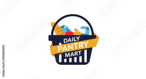 Daily Pantry Mart Shopping Basket Logo Design.